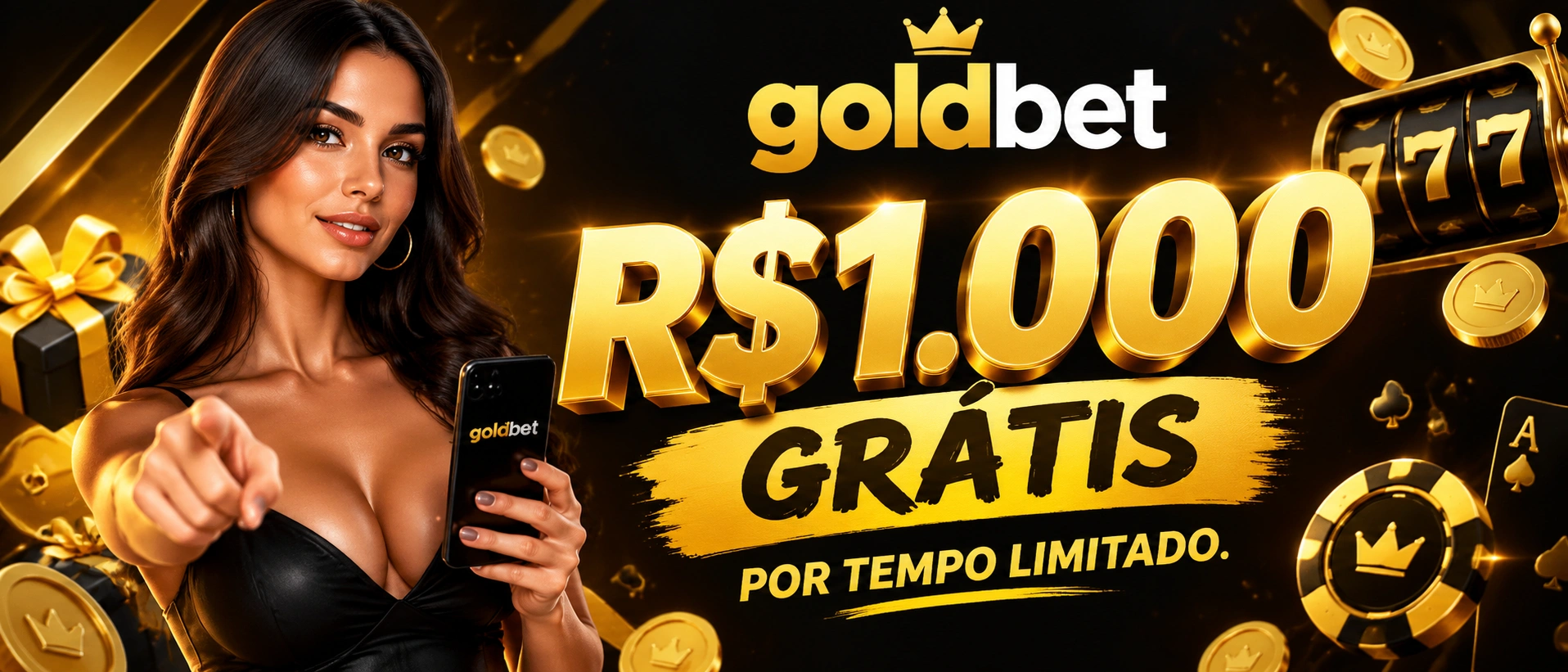 Tela do goldbet com foco em indicação de amigos, PIX e acesso móvel às promoções